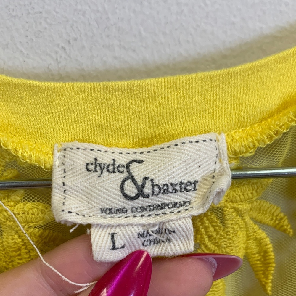 Yellow Lace Sleeve Women's Top - Picture 2 of 6